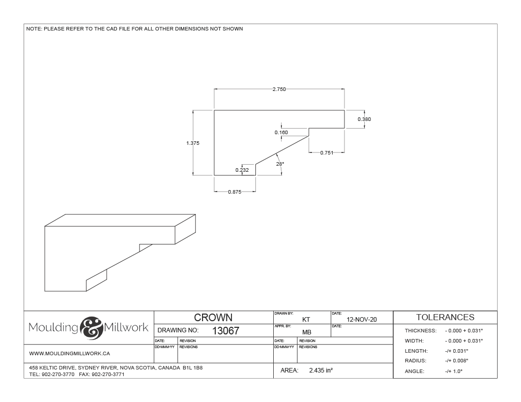 Craftsman Header Cap 1 3/8" X 2 3/4"