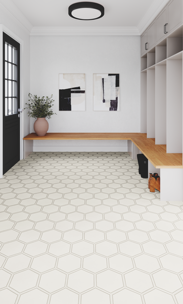 Vinyl Sheet - Mannington Silver Hex Charm