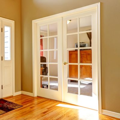 15 Lite Wood Bar Clear Glass Solid French Door