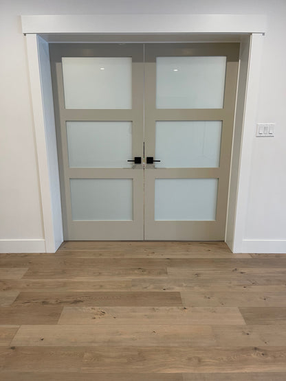 3 Equal Lite Frosted Glass Solid French Door