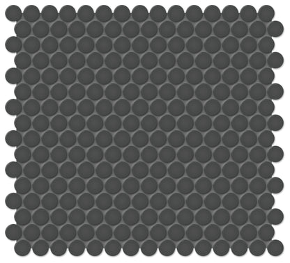 Ceramic Tile - New Soho Penny Round Mosaic 1x1 Black Matt