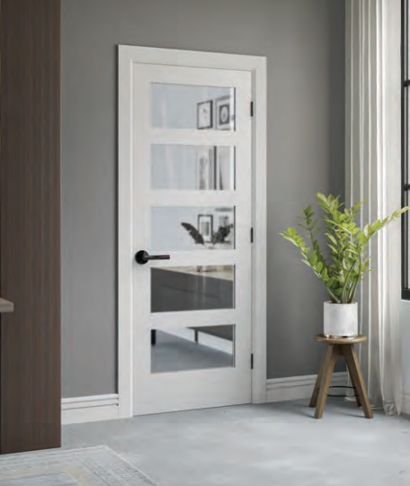 5 Equal Lite Clear Glass Solid French Door