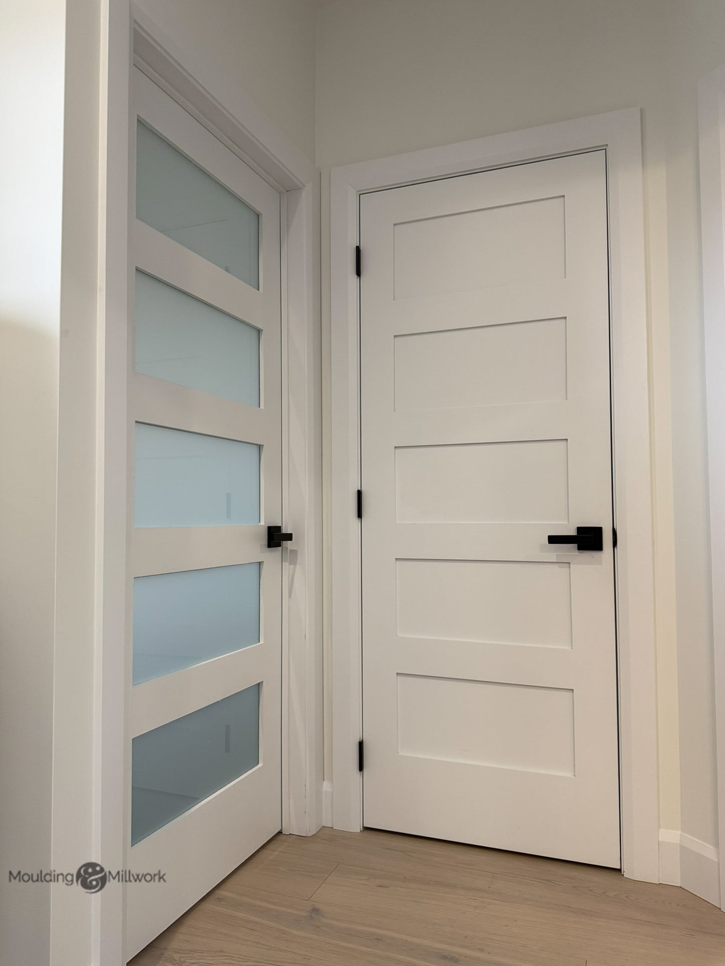 5 Equal Lite Frosted Glass Solid French Door