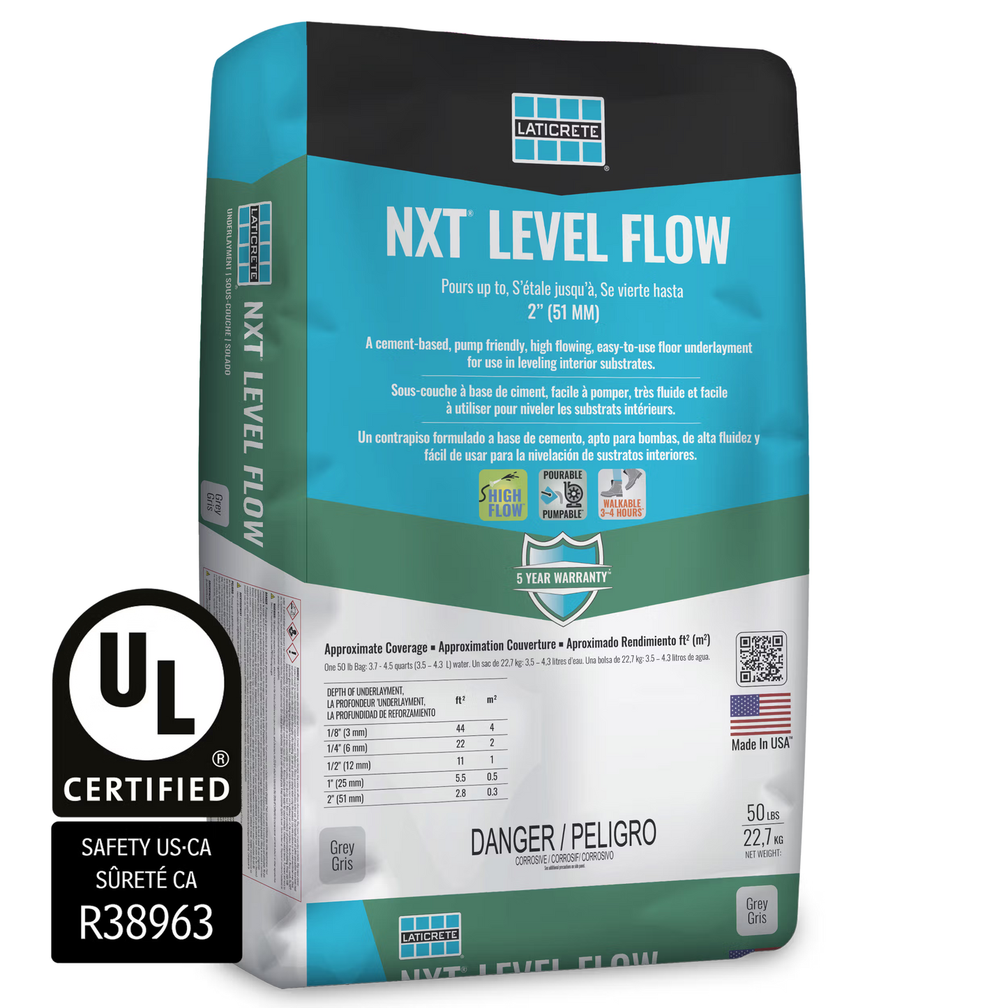 Laticrete NXT Level Flow Self-Leveling Cement-Based Underlayment Grey 50
