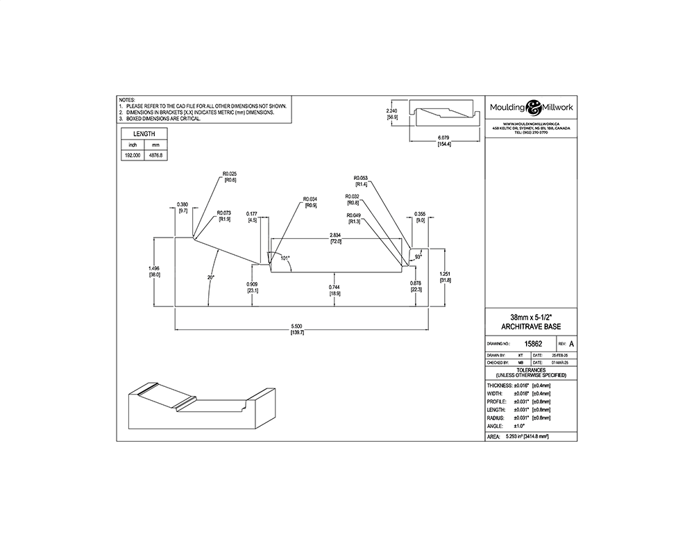 East End Header 1 1/4" X 5 1/2"