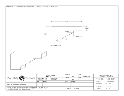 Craftsman Header Cap 1 3/8" X 2 3/4"