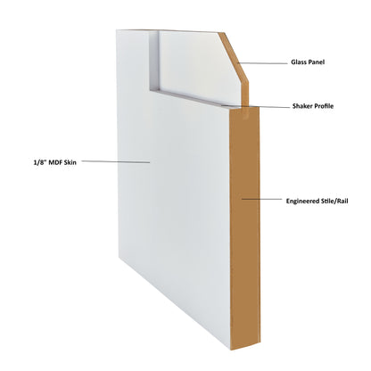 3 Equal Lite Clear Glass Solid French Door