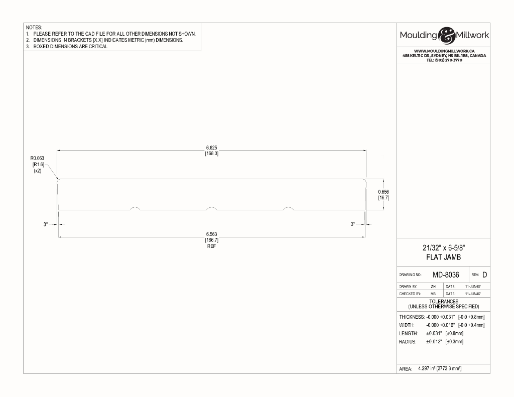 Door Jamb 11/16" X 6 5/8"