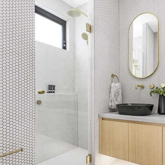 Ceramic Tile - New Soho Penny Round Mosaic 1x1 Canvas White Matt