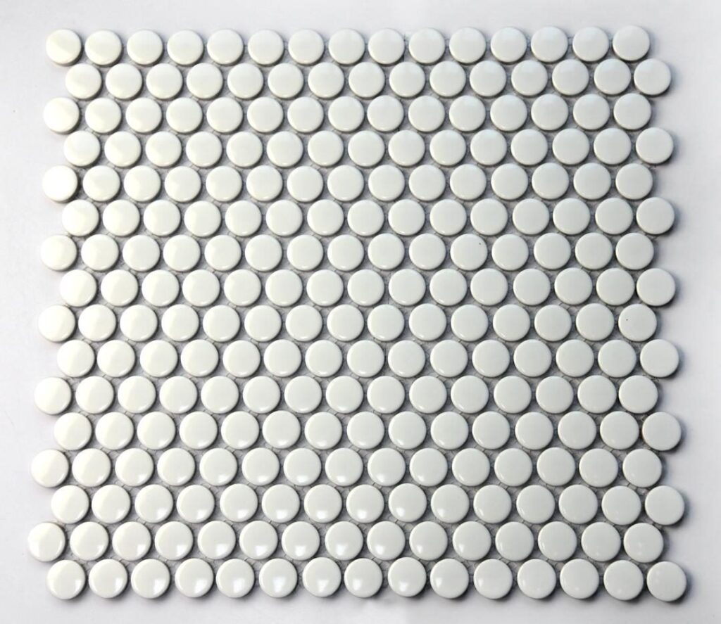 Ceramic Tile - New Soho Penny Round Mosaic 1x1 Canvas White Matt