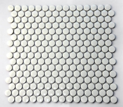 Ceramic Tile - New Soho Penny Round Mosaic 1x1 Canvas White Matt