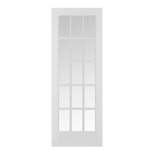 15 Lite Wood Bar Clear Glass Solid French Door