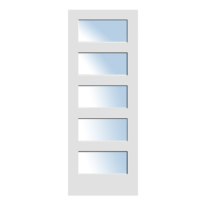 5 Equal Lite Clear Glass Solid French Door