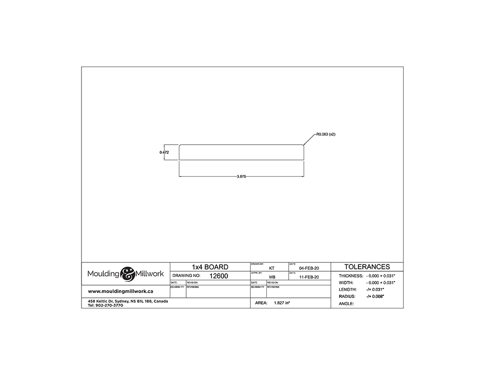 Baseboard Square 1/2" X 3 7/8"