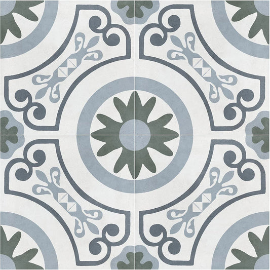 Porcelain Tile -   Havana White Garden 8.8 x 8.8