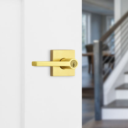 Door Hardware - Weiser Lever Halifax Sqaure Satin Brass