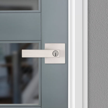 Door Hardware - Weiser Lever Singapore Sqaure Satin Nickel